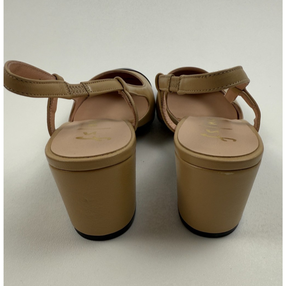 French Sole FS/NY Tuckernuck Slingback Baton Heels Camel Napa/Black Sz 7.5 NWT - Picture 4 of 9